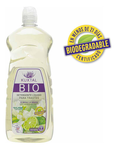 Bio Detergente Líquido Para Trastes Kuxtal 820ml Suave Aroma