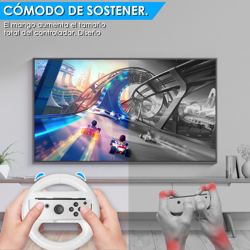 Volante para Nintendo Switch OLED Joy-Con Controller 2 Steering Wheel + 6 Tapas Compatible con OLED Modelo Racing Juegos Armazones Controles Accesorio Universales Diseño Ergonómico