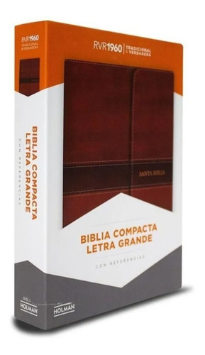 Imagen 4 de 4 de Biblia Rvr1960 Compacta Letra Grande Marron Piel Broche