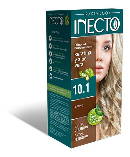  Inecto Kit Coloración Permanente Con Keratina Y Aloe Vera Tono 10.1 Platino