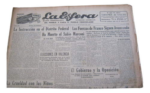 Periodico La Esfera Miercoles 21 De Julio De 1937 Original