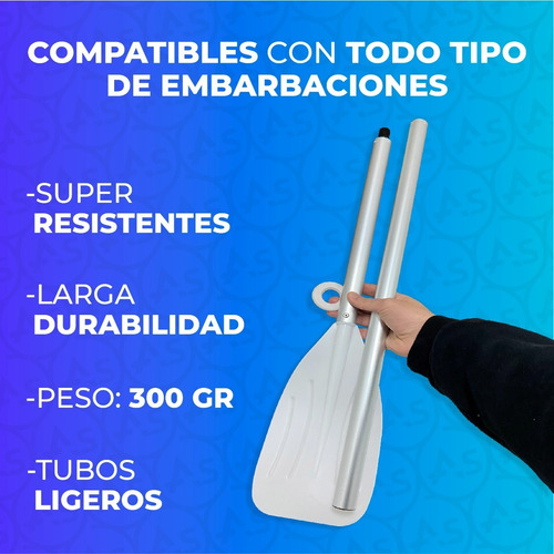 Imagen 3 de 10 de Set Remo Pala De Aluminio Profesional Montable 1,5 Mts X2