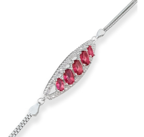 Pulsera Plata 925 Modelo Bella Fucsia