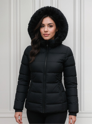 Chamarra Mujer Casual Afelpada Gorro Peluche Invierno Reimer