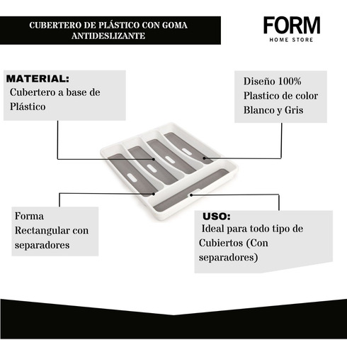 Cubertero De Plástico Con Goma Antideslizante