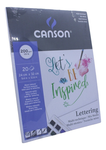 Block Papel Canson  Lettering 200 Gr 24x32 12hjs Liso