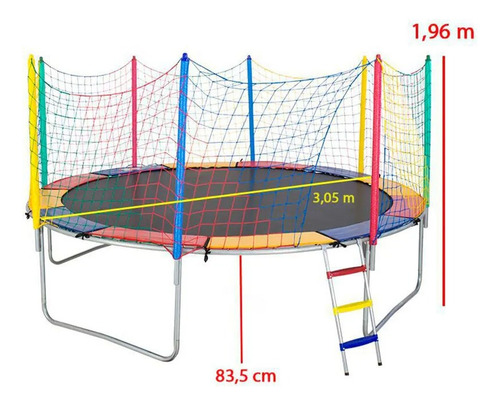 Cama Elástica Pula Pula 3,05m Black Papibrink C/ Pé Borracha