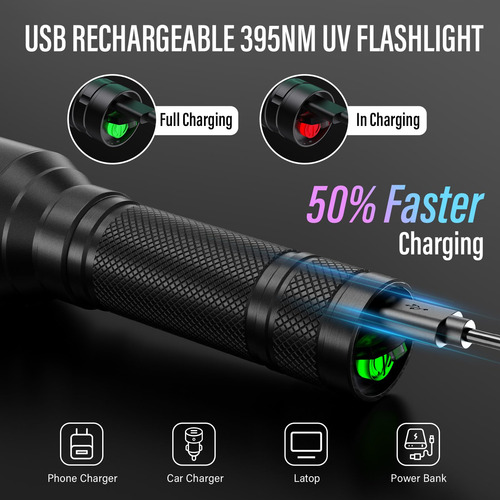 Linterna Led Luz Negra Mini Lámpara Uv 21 Ledes Detector De