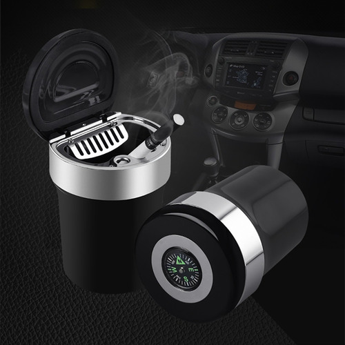 Accesorios Coche Cenicero Brújula Acero Inoxidable Con Led Y