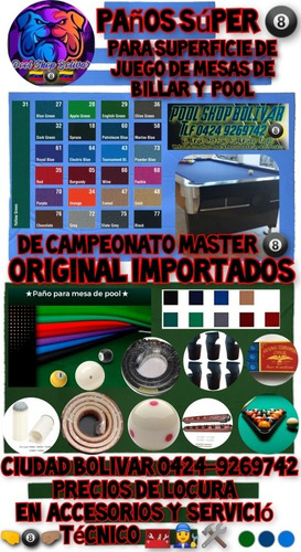 Imagen 7 de 10 de Mesas D Pool Billar Profesional Paños Taqueras Bandas Tizas