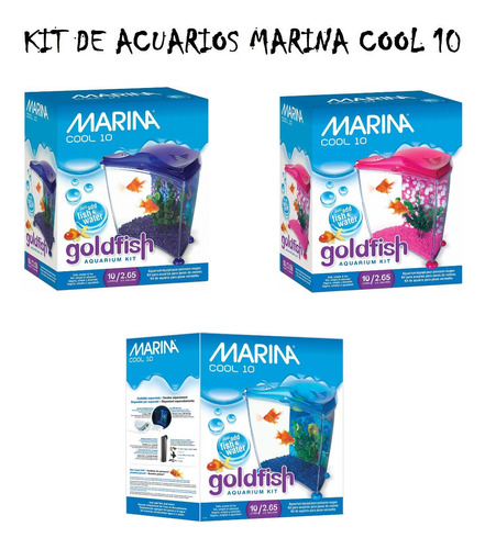 Kit De Acuarios Marina Cool 10 En 3 Colores De 10 Ltrs.