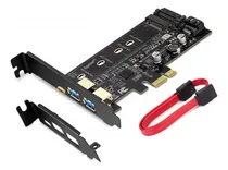 Comprar Tarjeta Pci Express Pci-e A Usb 3.0, Incluye 1 Puerto Usb C Y 2 Puertos Usb A, Tipo B, No Compatible Con Nvme, Entrada Sata, Salida Ngff, Protocolo Sata M.2 Únicamente, Con Soporte Plano