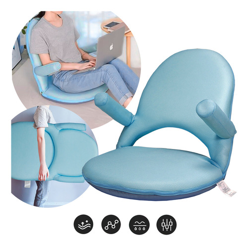 Slim Company Silla Para Suelo Piso Plegable Con Respaldo Reclinable Ajustable En Múltiples Posiciones Y Ángulos Color Azul