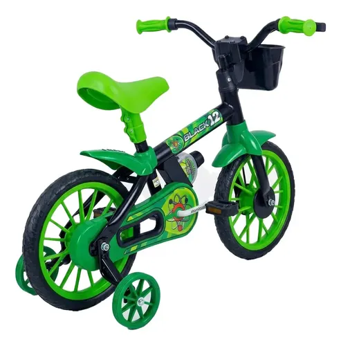 Bicicleta Bicicletinha Infantil Menino Nathor Black Verde Xs