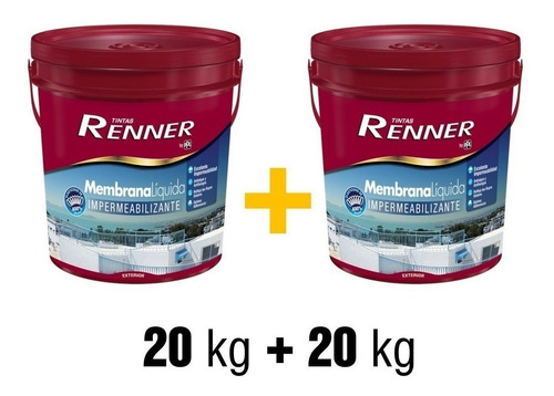 Membrana Liquida Renner 400% Elasticidad 20kg + 20kg Color Blanco