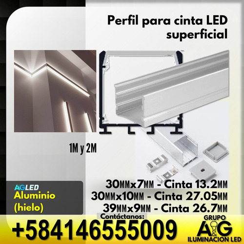 Perfil Superficial.hielo 39x9mm Cinta 26.7mm Al+pvc L=2 Mt Y