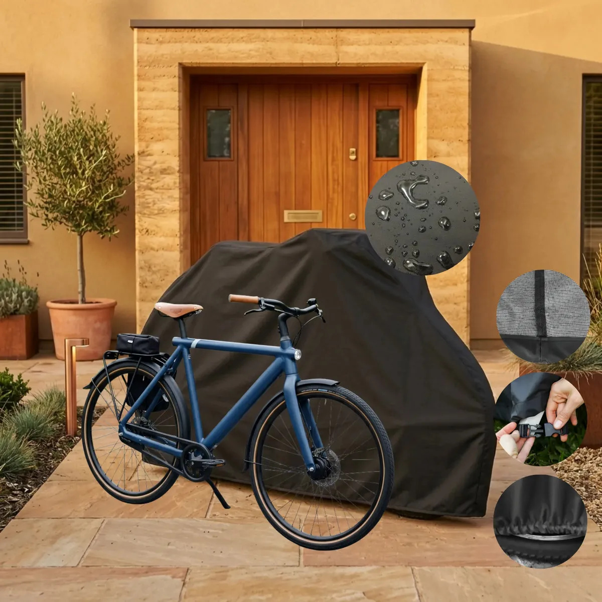 Funda Cubre Bicicleta R29 Tela Nautica Premium Impermeable! Color Negro Talle