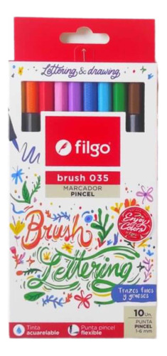 Marcadores Brush 035 Filgo 10 Colores - Punta Pincel