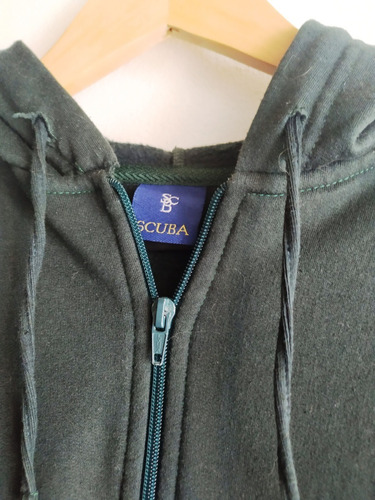 Campera Scuba Verde Nueva Con Capucha T 12 Colegio Escuela