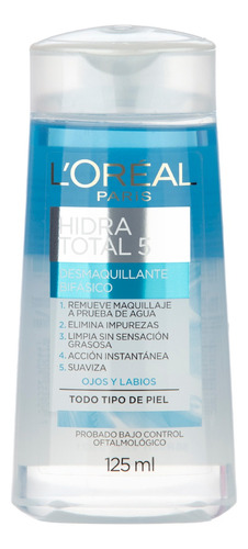 Desmaquillante bifásico L'Oréal Paris Hidra Total 5 por unidad - volumen de la unidad de 125mL