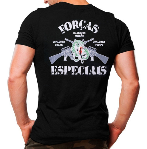 Camiseta Militar Estampada Forças Especiais | Preta - Atack