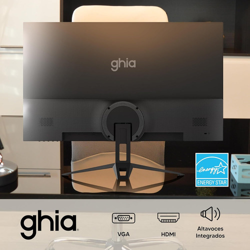 Monitor 23.8 Pulg Ghia Ips Full Hd 100 Hz Bocinas Sin Marco Negro
