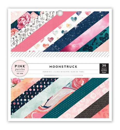 Pink Paislee Moonstruck 6x6 Paper | Paq Papel Scrapbook 36pz