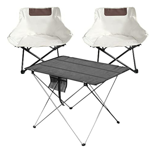 Camping Folding Table And Chair Set, 2pcs Aluminum Fold Up