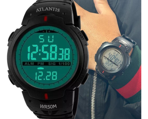 Relógio Digital Atlantis Sport Militar Prova D´água