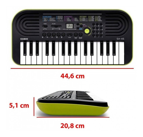 Teclado musical Casio Mini SA-46 32 teclas preto/verde