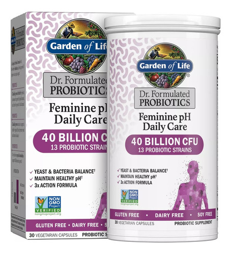 Garden Of Life Probióticos De Ph Femenino Con 30 Capsulas Sabor Sin Sabor