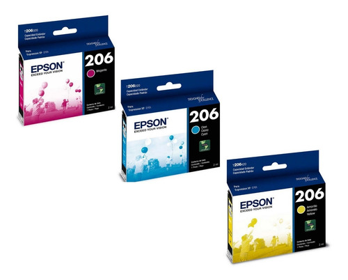 Pack 3 Cartuchos Originales Epson 206 Imp Expression Xp-2101