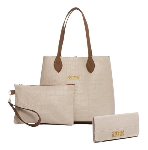 Imagem 1 de 5 de Bolsa De Ombro Com Carteira Feminina E Necessaire Frete Grts