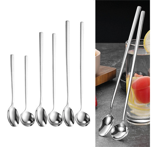 . (ps-l) Juego De Cucharas De Mango Largo Para Cocina De