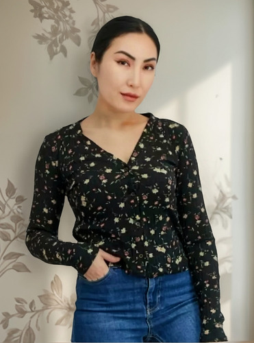 Sueter Cardigan Acanalado Floral Mujer Talla M - L / 34-36