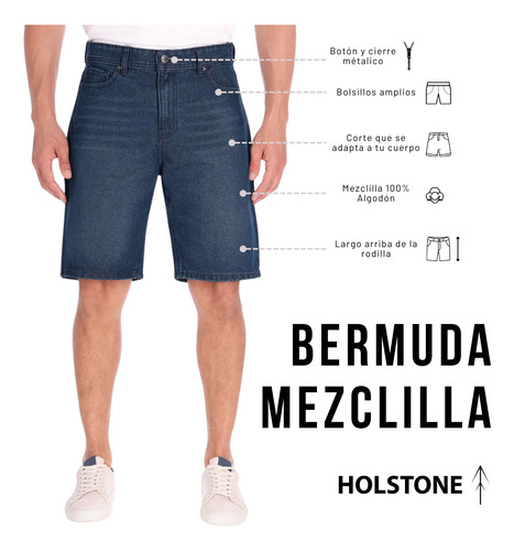 Short Bermuda Holstone Para Hombre De Mezclilla Slim