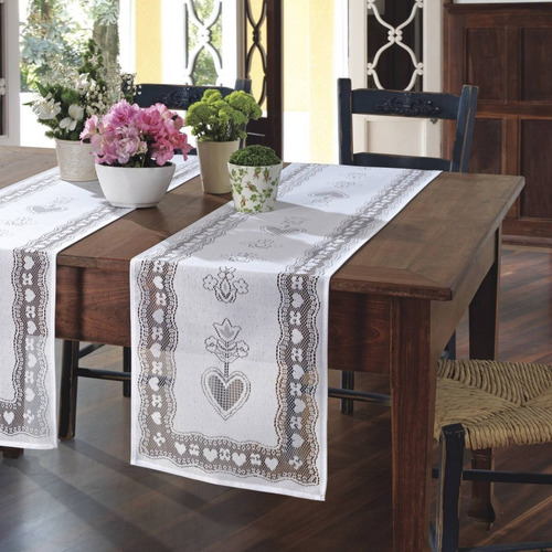 Trilho Caminho De Mesa Rendado Lace Branco 1 Peça Lepper