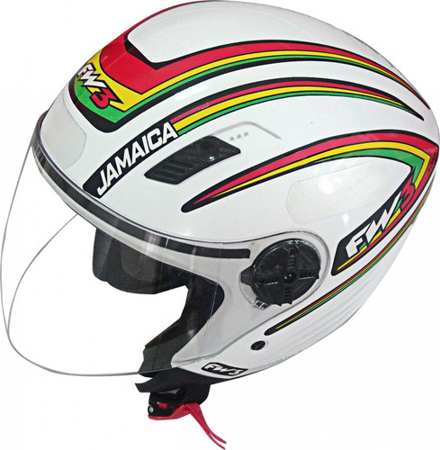 Capacete X Open Fw3 Aberto Branco Italy / Usa / Motoqueiro