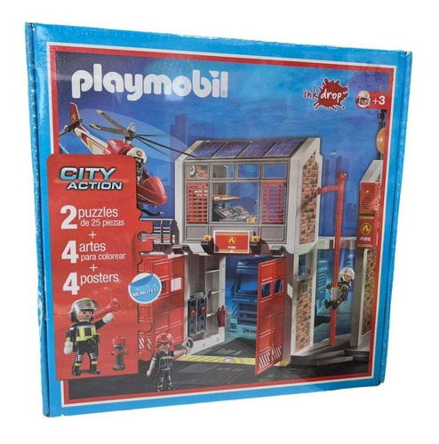 Rompecabezas Puzzle Playmobil Cuartel De Bomberos 2x 25 Pzs