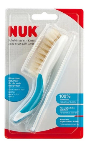Imagem 2 de 2 de Escova E Pente De Cerdas Naturais Azul - Nuk