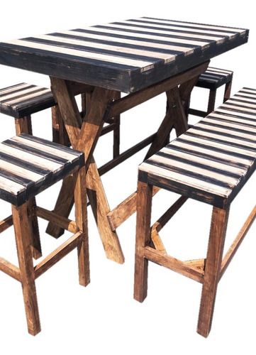 Comedor Mesa Periquera C/ 4 Bancos Y 1 Banca Pino De 1ra