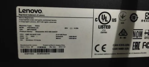 Todo En Uno Lenovo Amd A9 9420 (Usado)