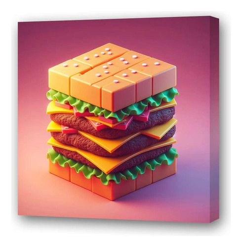 Cuadro 30x30cm Hamburguesa Burger Arte Para Bar Food M3