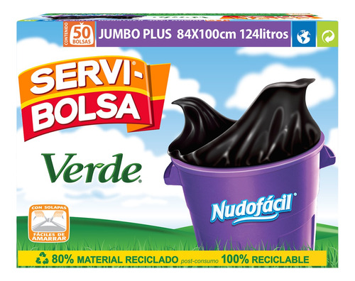 Servibolsa Institucional P/basura Nudo Fácil Jumbo Plus 50pz