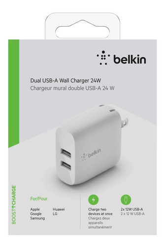 Imagen 6 de 9 de Belkin Boost Charge Cargador De Pared Dual Usb 24w- 4.8amp
