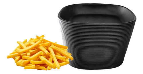Plato Hondo Rectangular Plastico Reutilizable 28cm 10 Color Negro Lisa