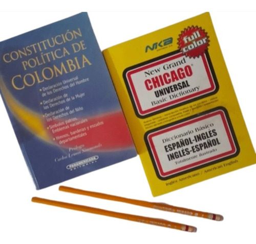  Kit Dicc Inglés Chicag + Constitución Polític + 2 Lápices M