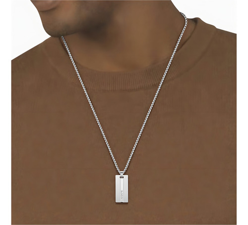Collar Lacoste Adventurer Hombre 2040089 Acero Plateado