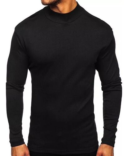 Camiseta Térmica De Manga Larga Con Cuello Alto Para Hombre