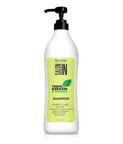 Shampoo Recamier Salon In Vengan Keratin Y Colágeno 1.000 Ml